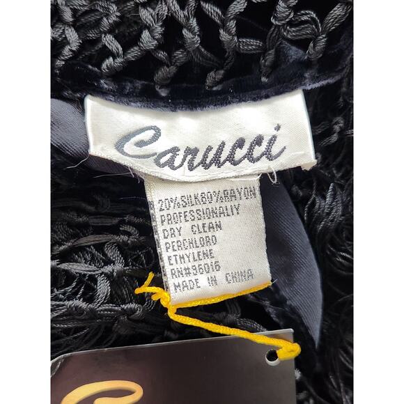 NWT Carucci Vintage Silk Burnout Velvet Piano Fringe Square Wrap Black Witchy - Picture 5 of 6